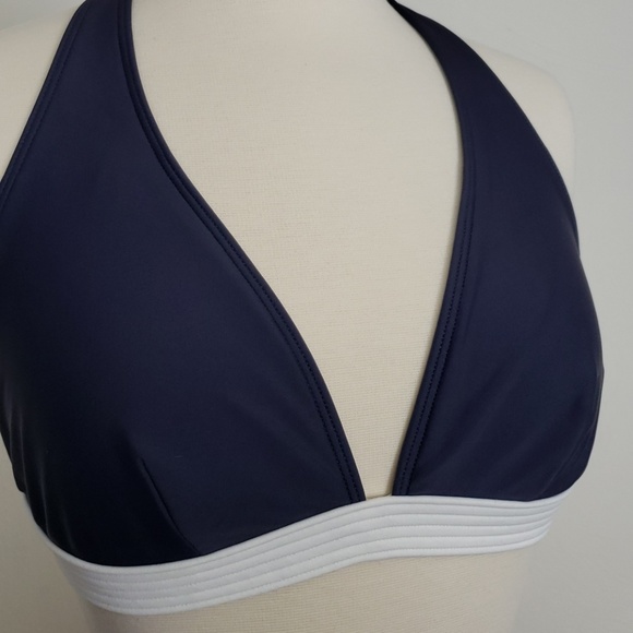 La Blanca Blue & White Halter Top Size 14 - Picture 4 of 8